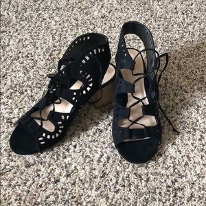 Women’s Black Peep Toe Wedges